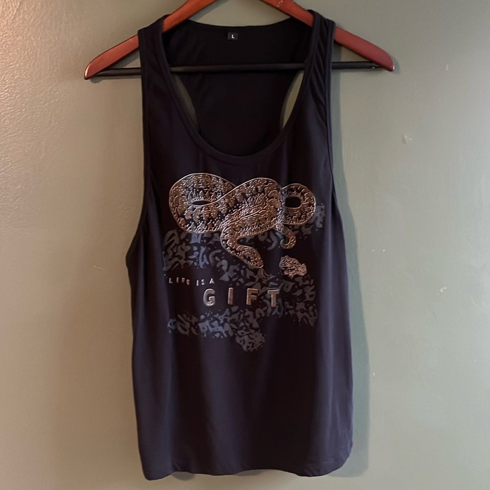 Continental Clothing “Life is a Gift” - L - Tank Top Black 100% Cotton  FairWear
